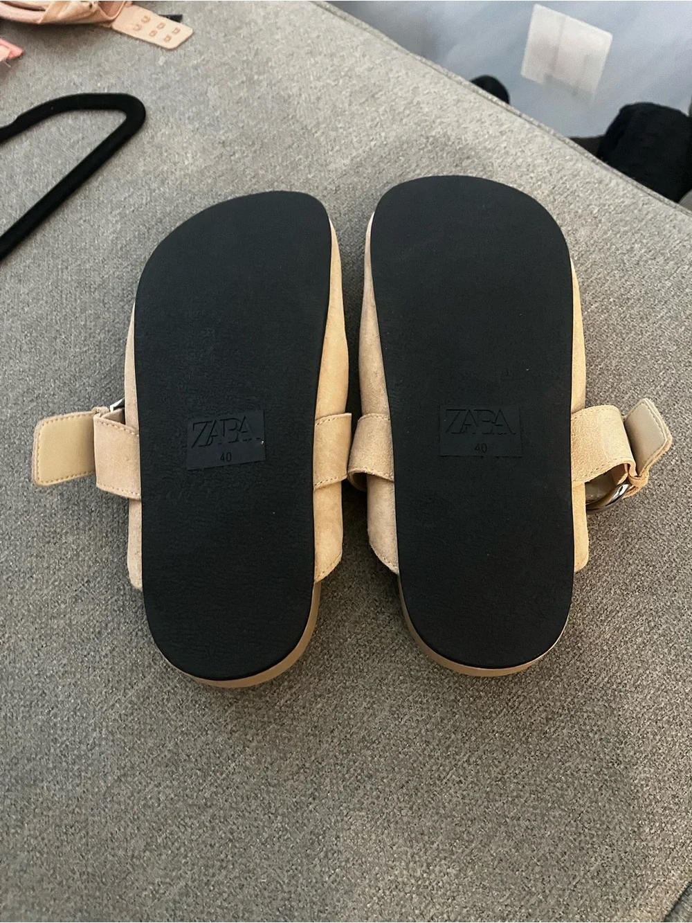 ZARA NWOT Beige Suede Slip-On Clogs with Buckle Strap - Picture 5 of 5